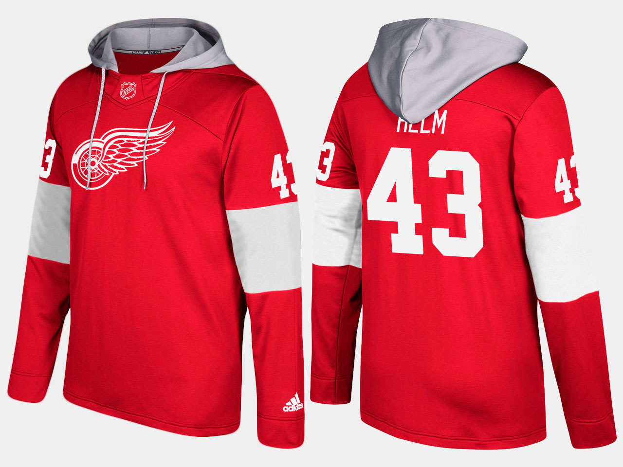 NHL Men Detroit red wings #43 darren helm red hoodie->detroit red wings->NHL Jersey